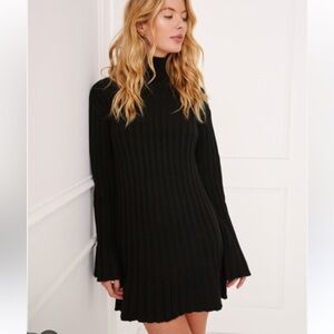 Something Navy Ribbed Turtleneck Sweater Mini Dress